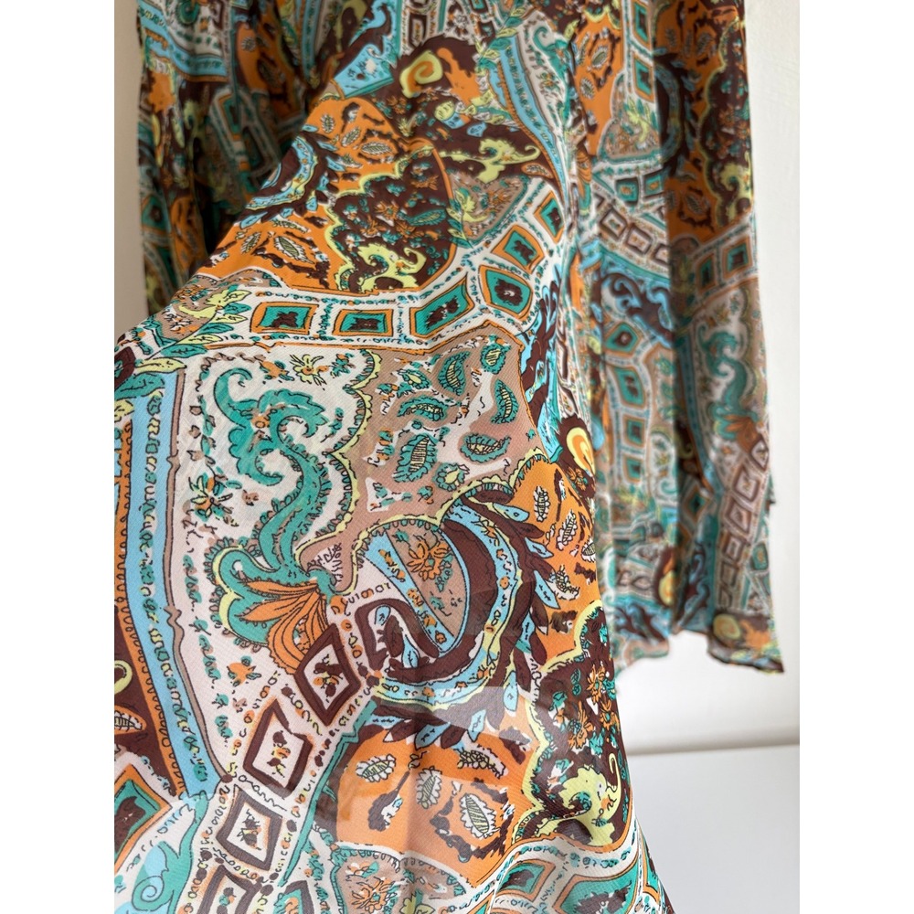 Vintage Y2K Newsworthy Midi Skirt Medium Brown Paisley Boho Flowy Whimsigoth - Picture 7 of 11